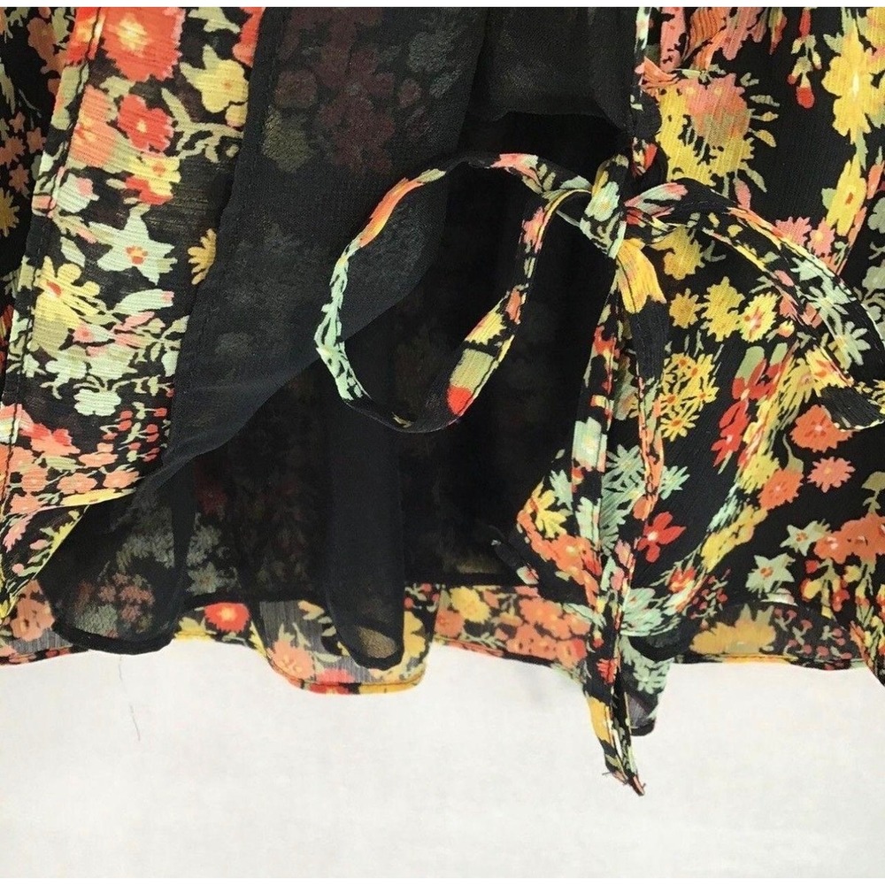 Madewell Flower Garden Faux Wrap Peplum Top Black Floral Dolman Sleeve XL - Picture 4 of 8